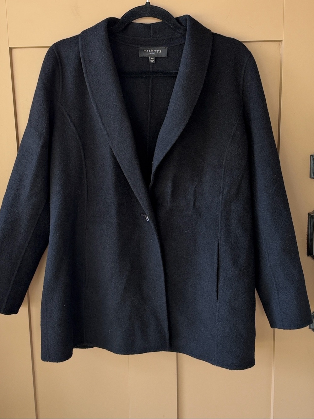 Talbots Women's 10p Black Wool Shawl-Collar Single-Button Knit Blazer